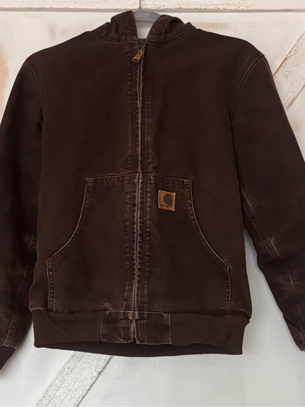 Carhartt Kids' Dark Brown Hooded Zip-Up Jacket